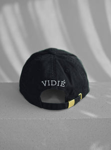 Health society black baseball cap with sporty retro logo100 % organic cotton, vintage style
